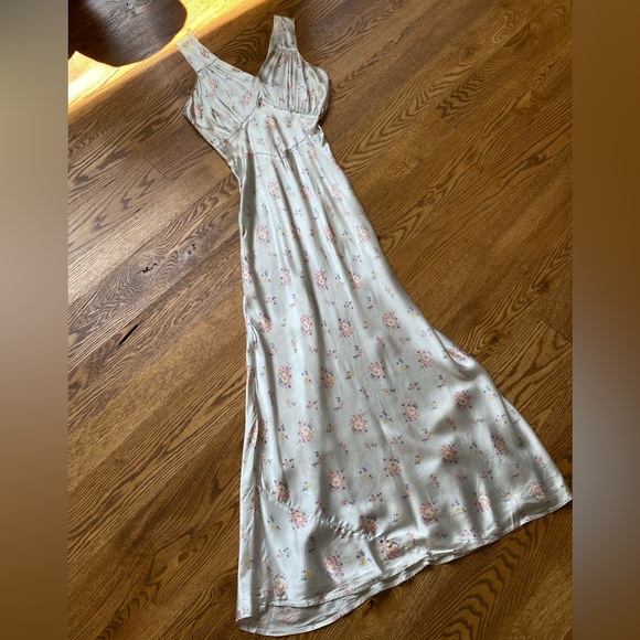 1930s pale blue floral print slip dress - Picture 7 of 7